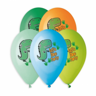 BALONY NADRUK LET'S DINO PARTY 5szt