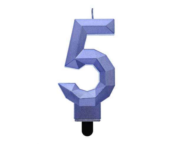 ŚWIECZKA 5 DIAMENT NIEBIESKA METALIK