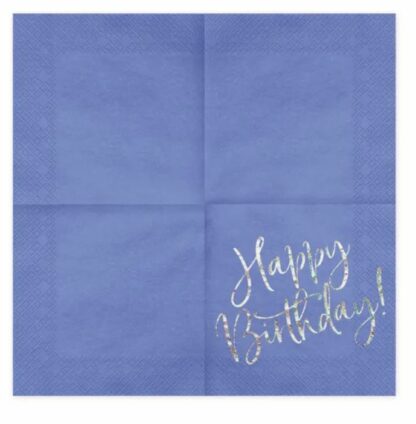 SERWETKI GRANATOWE HAPPY BIRTHDAY HOLO 20szt. - obrazek 2