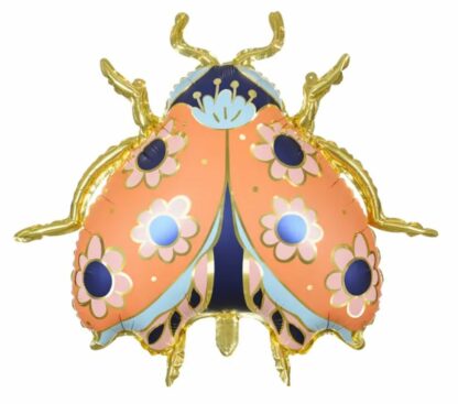 BALON FOLIOWY BIEDRONKA W KWIATY 87x75cm