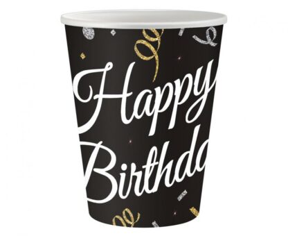 KUBECZKI B&C HAPPY BIRTHDAY CZARNE 6szt