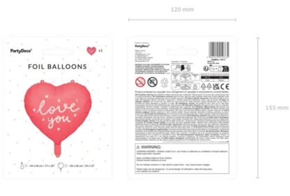 BALON FOLIOWY SERCE LOVE YOU 45cm - obrazek 3