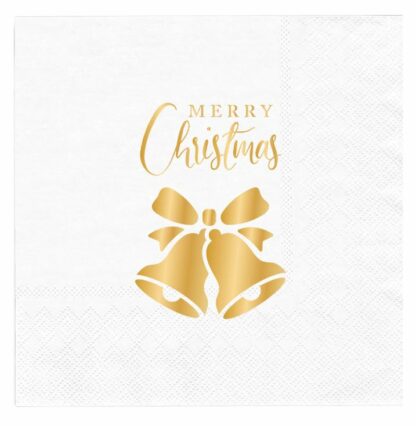 SERWETKI MERRY CHRISTMAS DZWONKI BIAŁE 10szt