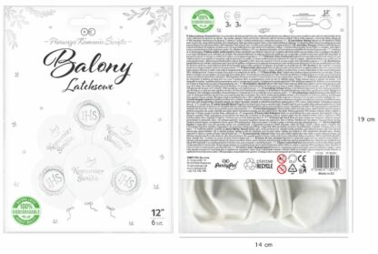 BALONY KOMUNIJNE IHS SREBRNE PP 6szt - obrazek 3