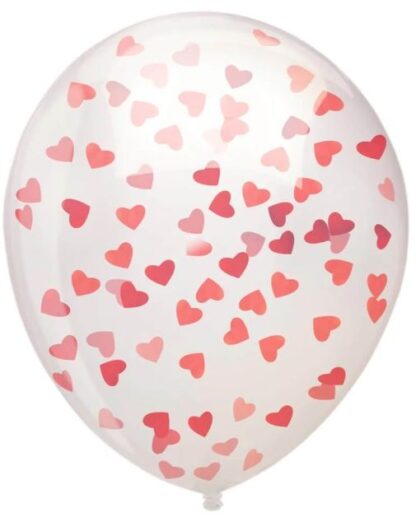 BALONY TRANSPARENTNE KONFETTI SERDUSZKA 5szt