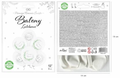 BALONY KOMUNIJNE SREBRNE BOHO 6szt - obrazek 3
