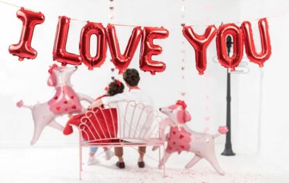 BALON FOLIOWY NAPIS ”I LOVE YOU” 260x40cm - obrazek 2