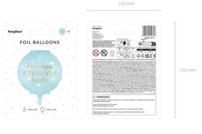 BALON I KOMUNIA ŚWIĘTA NIEBIESKI KOŁO 45cm - obrazek 4