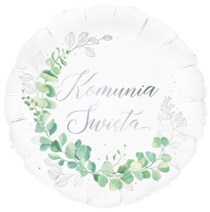 BALON FOLIOWY KOMUNIA ŚWIĘTA SREBRNY BOHO KOŁO 45cm