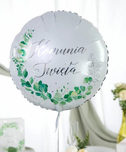 BALON FOLIOWY KOMUNIA ŚWIĘTA SREBRNY BOHO KOŁO 45cm - obrazek 2