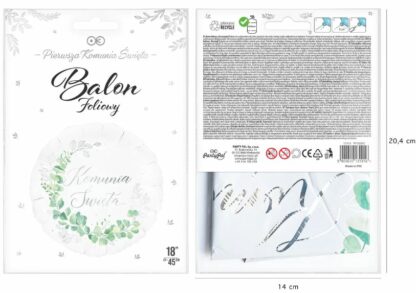 BALON FOLIOWY KOMUNIA ŚWIĘTA SREBRNY BOHO KOŁO 45cm - obrazek 3