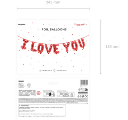 BALON FOLIOWY NAPIS ”I LOVE YOU” 260x40cm - obrazek 3