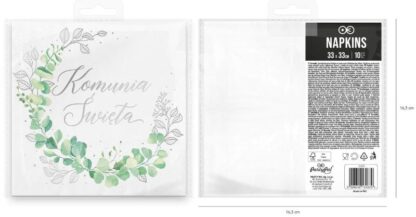 SERWETKI KOMUNIA ŚWIĘTA SREBRNE BOHO 10szt - obrazek 3