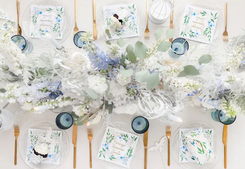 SERWETKI  KOMUNIA ŚWIĘTA KWIATY 20szt - obrazek 2