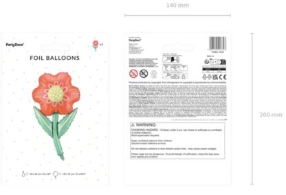 BALON FOLIOWY KWIATEK ŁODYGĄ 53x96 cm - obrazek 4