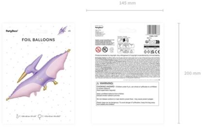 BALON DINOZAUR PTERODAKTYL FIOLETOWY 120x62cm - obrazek 5