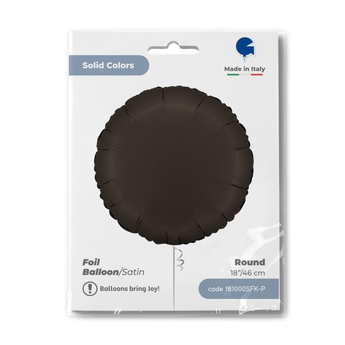 BALON FOLIOWY KOŁO SATIN CZARNY 45cm - obrazek 2