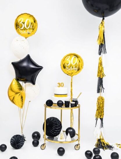 BALON FOLIOWY KOŁO 30th Birthday ZŁOTY 45cm - obrazek 3
