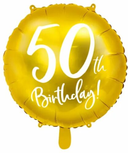 BALON FOLIOWY KOŁO 50th Birthday ZŁOTY 45cm