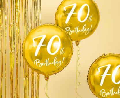 BALON FOLIOWY KOŁO 70th Birthday ZŁOTY 45cm - obrazek 2
