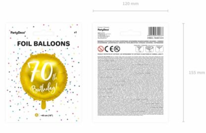 BALON FOLIOWY KOŁO 70th Birthday ZŁOTY 45cm - obrazek 4