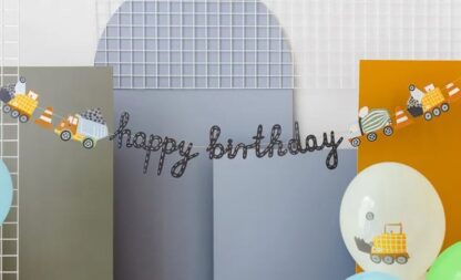 BANER HAPPY BIRTHDAY POJAZDY BUDOWA 2m PD - obrazek 2
