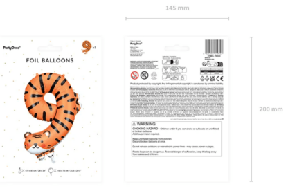 BALON FOLIOWY CYFRA 9 TYGRYS - obrazek 3