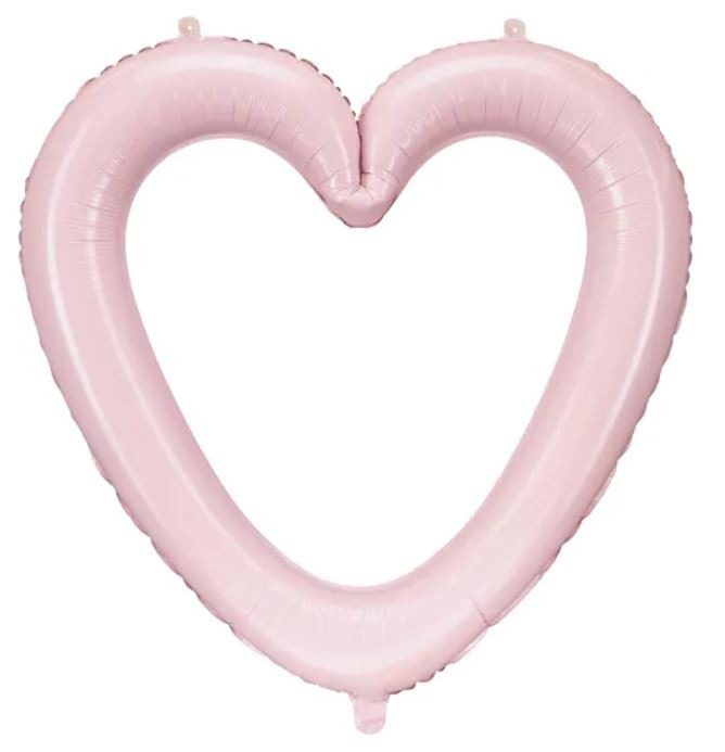 BALON FOLIOWY SERCE RAMKA JASNY RÓŻ 85cm