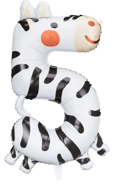 BALON FOLIOWY CYFRA 5 ZEBRA