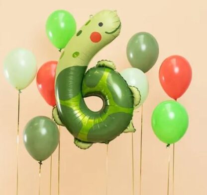 BALON FOLIOWY CYFRA 6 ŻÓŁW - obrazek 2