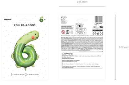 BALON FOLIOWY CYFRA 6 ŻÓŁW - obrazek 3