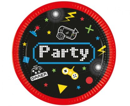 TALERZYKI GAMING PARTY / kolor: CZARNY / 23cm / 8szt