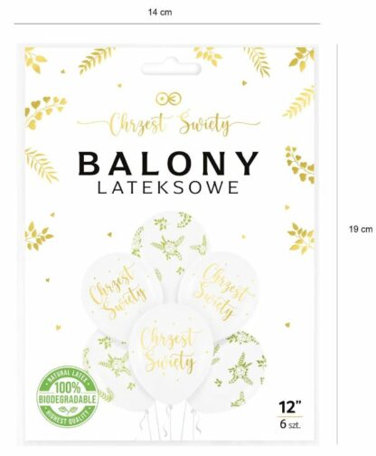 BALONY CHRZEST ŚWIĘTY GAŁĄZKI 6szt - obrazek 3