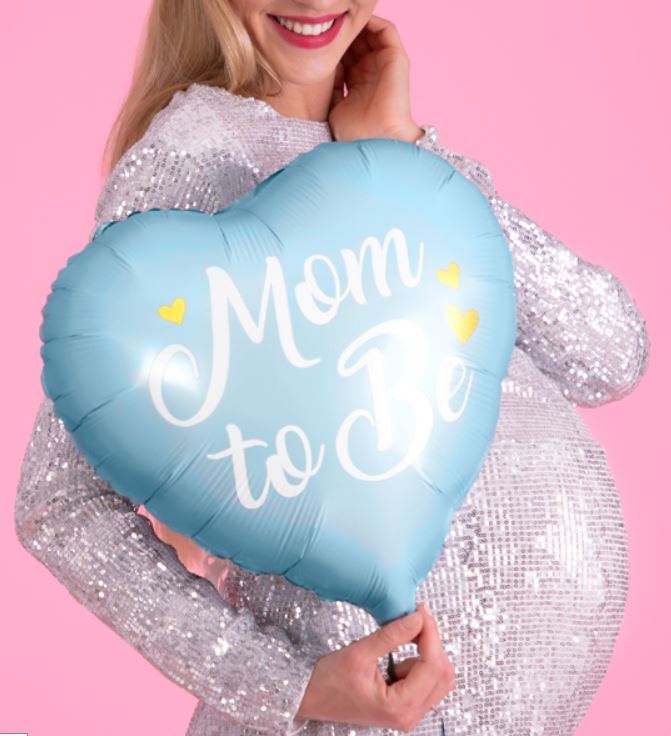 BALON FOLIOWY MOM TO BE NIEBIESKI 35cm - obrazek 2