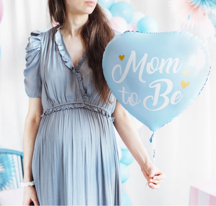 BALON FOLIOWY MOM TO BE NIEBIESKI 35cm - obrazek 3