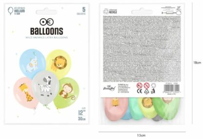 BALONY SAFARI PASTEL 5szt - obrazek 2