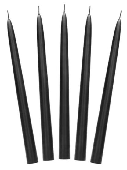 ŚWIECA STOŻKOWA CZARNA 24cm 10szt