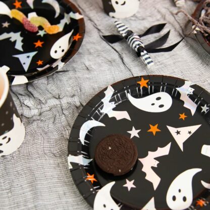 TALERZYKI HALLOWEEN CZARNE 17cm 6szt - obrazek 3