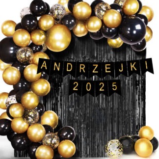 GIRLANDA BALONOWA ANDRZEJKI 2025 CZARNO - ZŁOTA