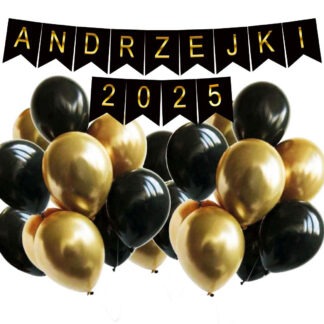 BALONY + BANER ANDRZEJKI 2023 / kolor: CZARNO - ZŁOTY