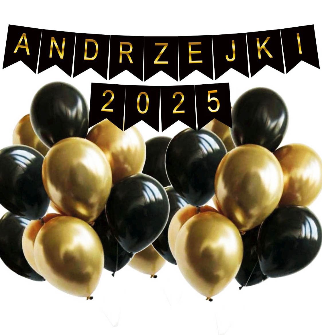 BALONY + BANER ANDRZEJKI 2023 / kolor: CZARNO - ZŁOTY