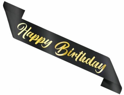 SZARFA HAPPY BIRTHDAY CZARNO ZŁOTA