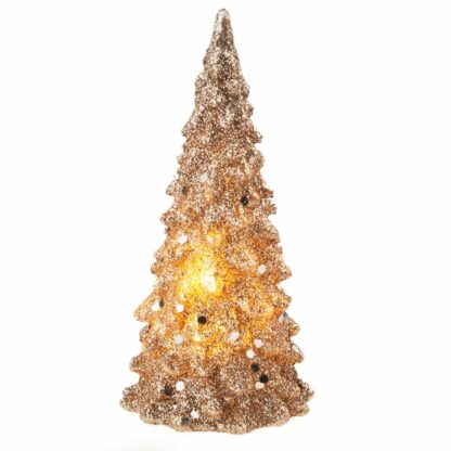 CHOINKA ZŁOTA BROKATOWA LED 12cm - obrazek 3