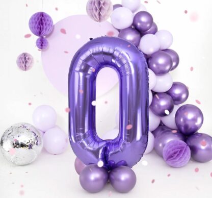 balon CYFRA 0 100cm FIOLETOWY - obrazek 2
