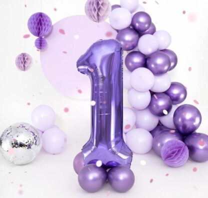 balon CYFRA 1 100cm FIOLETOWY - obrazek 2