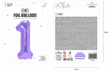 balon CYFRA 1 100cm FIOLETOWY - obrazek 3