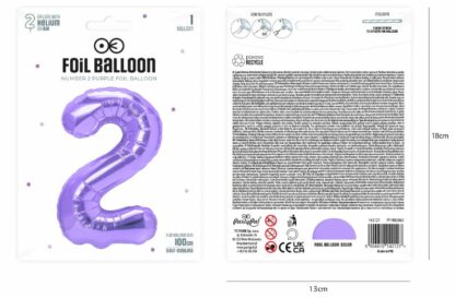 balon CYFRA 2 100cm FIOLETOWY - obrazek 3