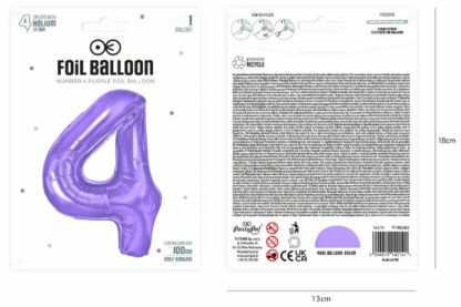 balon CYFRA 4 100cm FIOLETOWY - obrazek 3