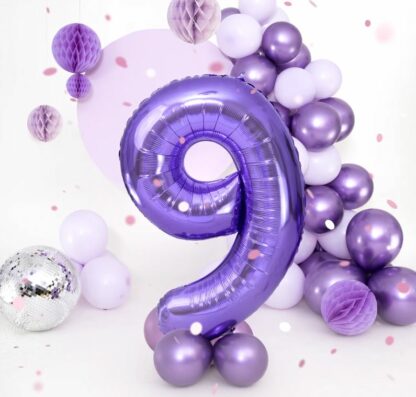 balon CYFRA 9 100cm FIOLETOWY - obrazek 2