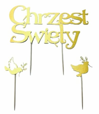 TOPPER PAPIEROWY CHRZEST ŚWIĘTY ZŁOTY